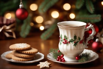Obraz na płótnie Canvas christmas cookies and milk