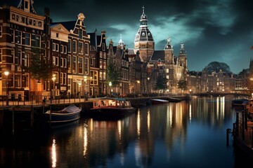 Fototapeta na wymiar Amsterdam landmarks. Generative AI