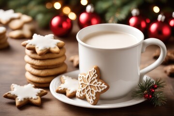 Obraz na płótnie Canvas christmas cookies and milk