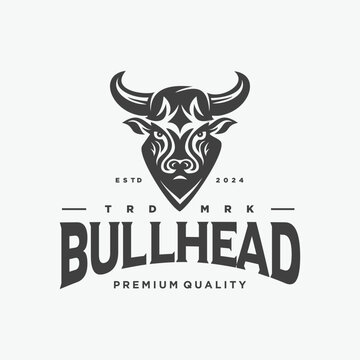 Elegance drawing art buffalo cow ox bull head logo vintage retro design inspiration