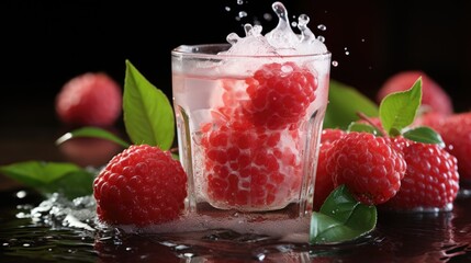 A glass of lychee juice with a splash coming out of the glass on a white background
