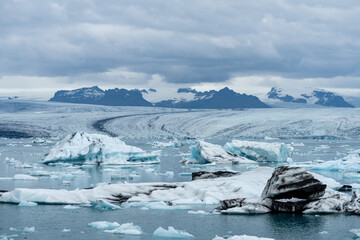 Ice chunks in the Jokulsarlon Jokulsarlon glacial lagoon in Iceland