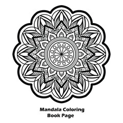 Beautiful flower design coloing book mandala