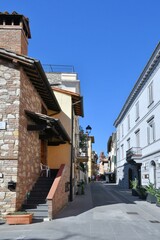 A street in Castiglione del Lago, a medieval town in the Umbria region, Italy.