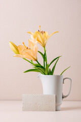 Orange lily flowers, blank card.