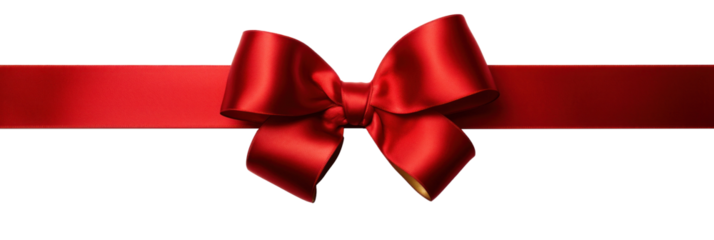 Red gift ribbon with bow, Christmas, birthday, Valentine's Day, isolated or white background