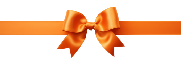 oragne gift ribbon with bow, Christmas, birthday, Valentine's Day, isolated or white background