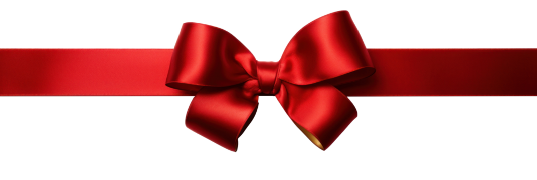 Red gift ribbon with bow, Christmas, birthday, Valentine's Day, isolated or white background