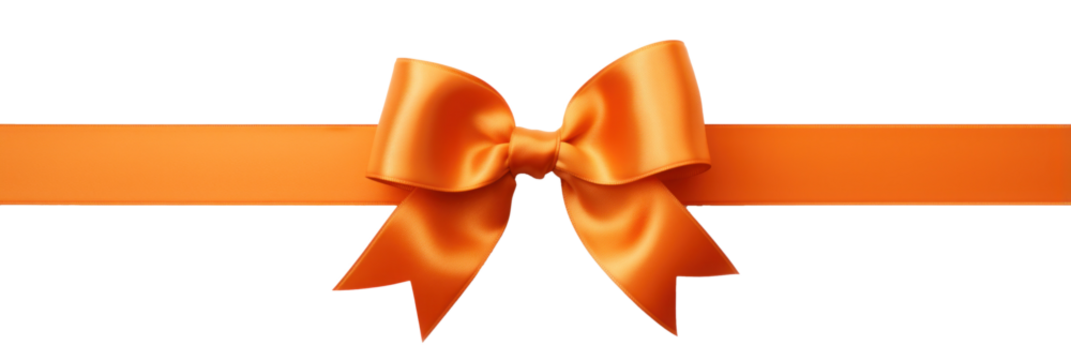 oragne gift ribbon with bow, Christmas, birthday, Valentine's Day, isolated or white background