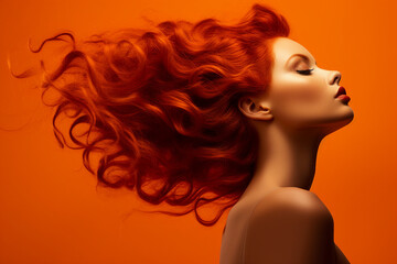 Fototapeta na wymiar Expressive make up beauty portrait generative IA technology autumn woman model