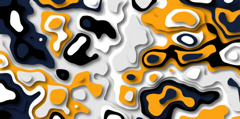 Abstract wavy line 3d paper cut white background. Topographic colorful geometric map relief texture with curved layers and shadow. Abstract white paper cut shapes background with shadow topography.