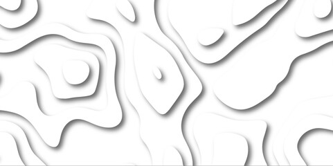 Abstract wavy line 3d paper cut white background. Topographic canyon geometric map relief texture with curved layers and shadow. Abstract white paper cut shapes background with shadow and topography.