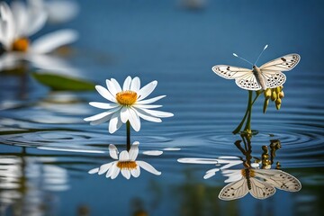 butterfly and flower in water