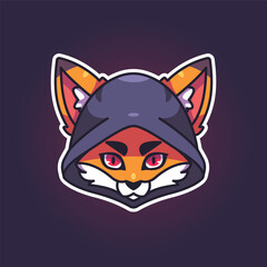 fox logo mascot, illustration of a fox character mascot logo wearing a cool hoodie. e-sport logo.