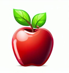 red apple with leaf