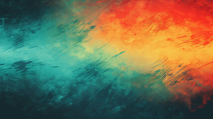 Obraz na płótnie Canvas Abstract brush strokes in orange and teal colors