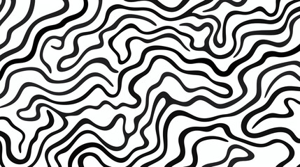 A black and white drawing of wavy lines on a white background