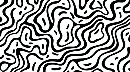 Fototapeta premium Abstract black and white squiggly pattern on white background