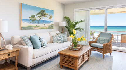 Cozy beachy living room interior design