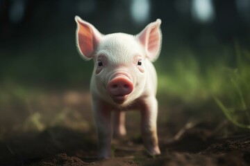 A cheerful and adorable piglet with a joyful expression. Generative AI