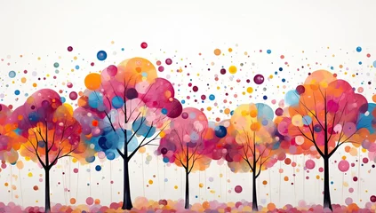 Foto op Canvas colourful trees on a white background Generative AI © SKIMP Art