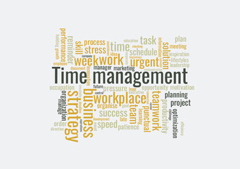 Illustration in the form of a cloud of words related to time management