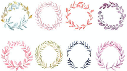 Watercolor wreaths and garlands illustration