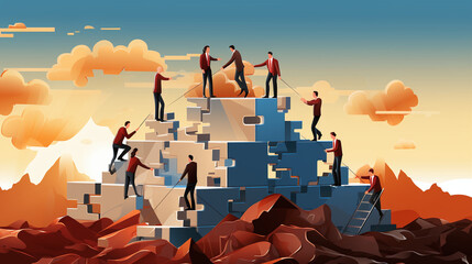 Successful team building illustration graphic