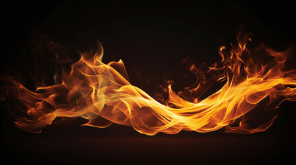 Fototapeta premium Fiery flames on a dark background