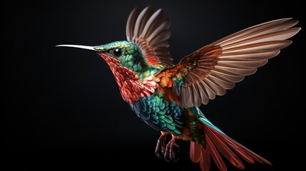  a colorful hummingbird flapping its wings in the air.  generative ai