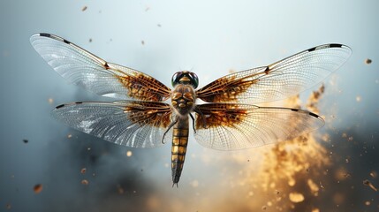  a dragon flys through the air with its wings spread.  generative ai