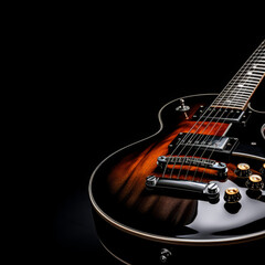 Fototapeta na wymiar Close up of a guitar with black background