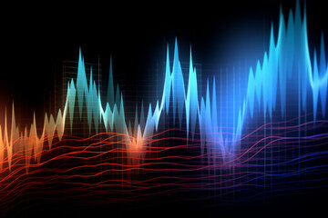 Music inspired graphic equalizer background, wave effects, with dark background