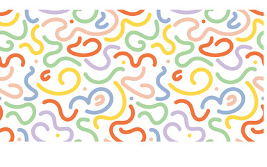 Colorful confetti squiggle pattern. Seamless pattern with   squiggle elements.  Trendy  seamless pattern with geometric scribble forms