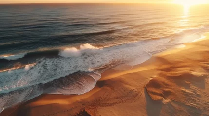 Foto op Canvas Aerial view of sandy beach at sunset © MBRAMO