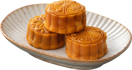 Delicious Cantonese moon cake for Mid-Autumn Festival food mooncake isolated on white background.