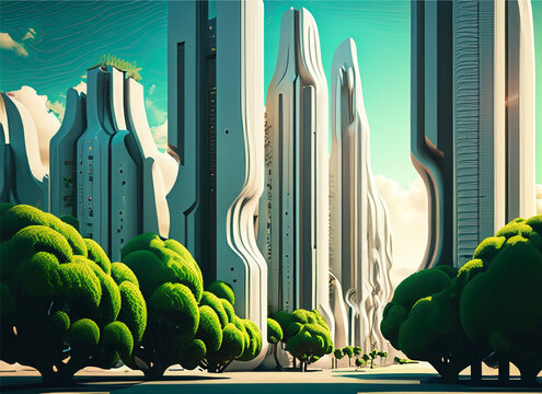 Utopian future city with generative ai