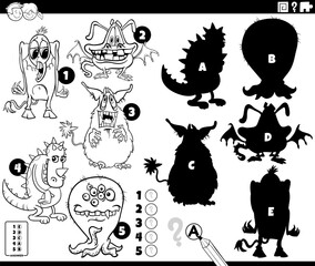 shadows game with cartoon monsters coloring page © Igor Zakowski