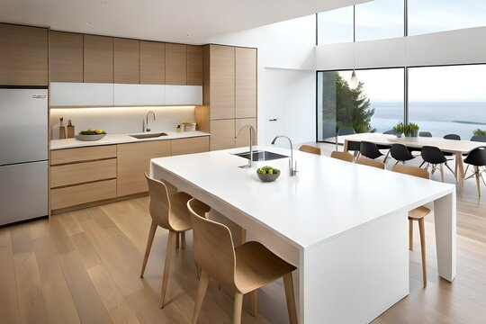 WOODEN MODERN KITCHEN WITH CORIAN TOP