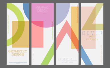 A set of abstract geometric shape templates. Layout of product packaging, simple backgrounds, cover, banner, brochure, poster. Creative idea of geometric composition