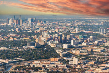 Fototapeta na wymiar Aerial view of Houston Texas - Bird eye view of the city in the USA. 