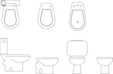 Vector sketch illustration of bathroom bathroom monoblock design for complete architectural drawings