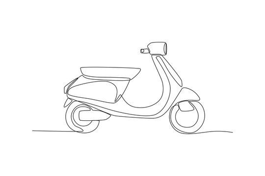A two-wheeled motor concept. Motorcycle one-line drawing
