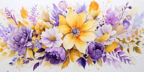 colorful watercolor painting of flowers Generative AI
