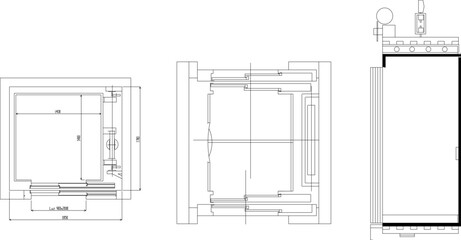 Vector sketch illustration of building elevator technical architectural design