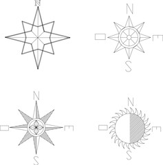 Vector sketch illustration of cardinal direction logo symbol architectural design for map