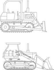 Vector sketch illustration of tractor heavy vehicle design for building projects