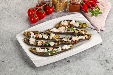 Grilled eggplant with feta cheese