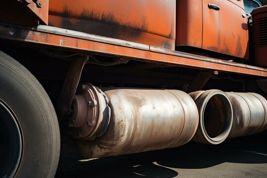 Truck with exhaust pipes. Generative AI