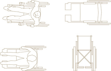 Vector sketch illustration design of disabled person in wheelchair